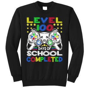 Level 100 Days Of School Completed 100th Day Gamer Boys Kids Tall Sweatshirt