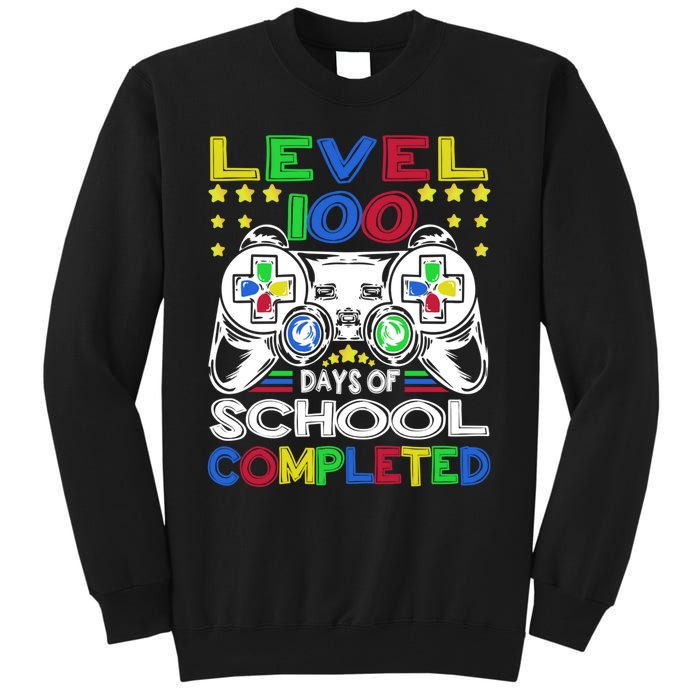 Level 100 Days Of School Completed 100th Day Gamer Boys Kids Tall Sweatshirt