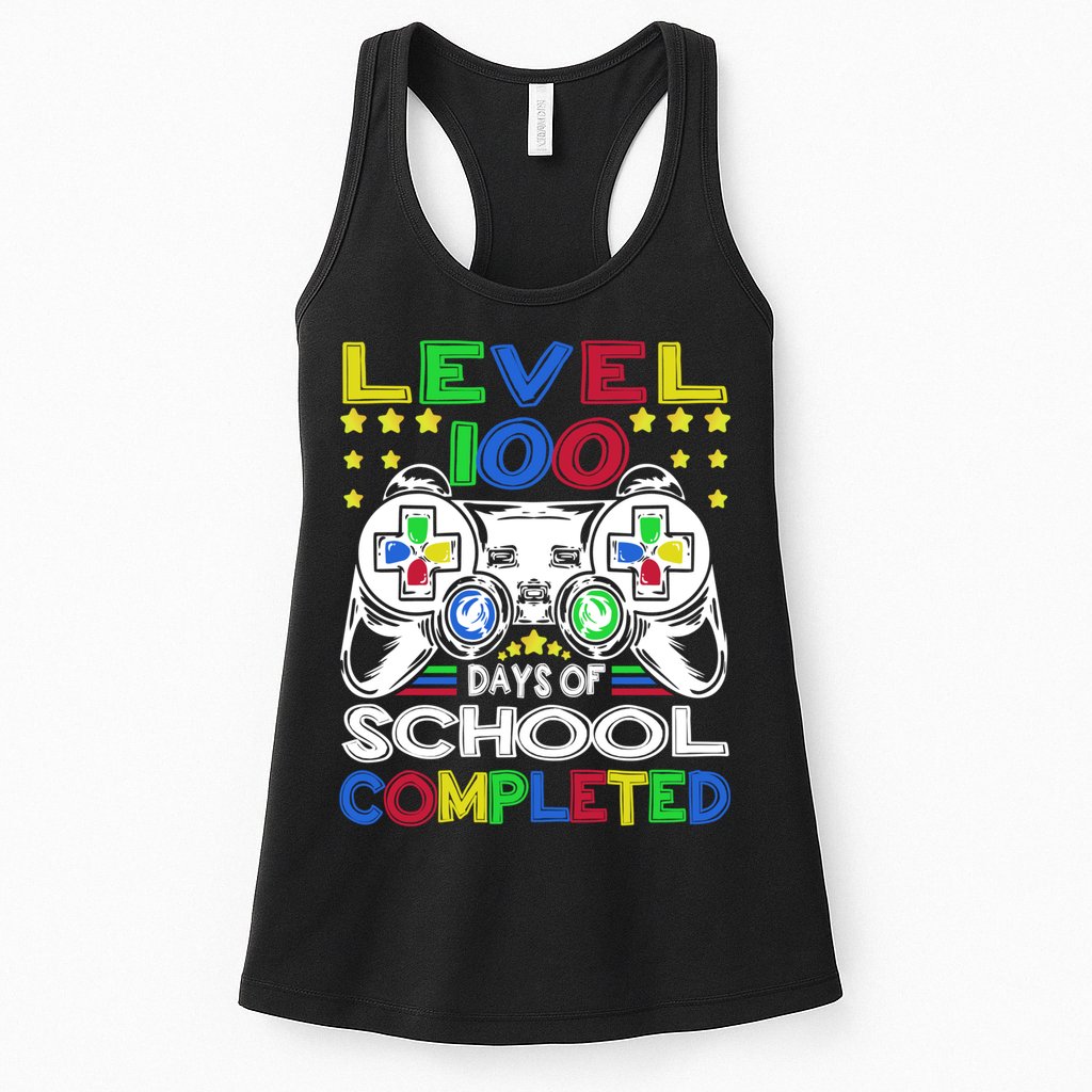 Level 100 Days Of School Completed 100th Day Gamer Boys Kids Womens Tank Top