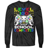 Level 100 Days Of School Completed 100th Day Gamer Boys Kids Tie-Dye Long Sleeve Shirt