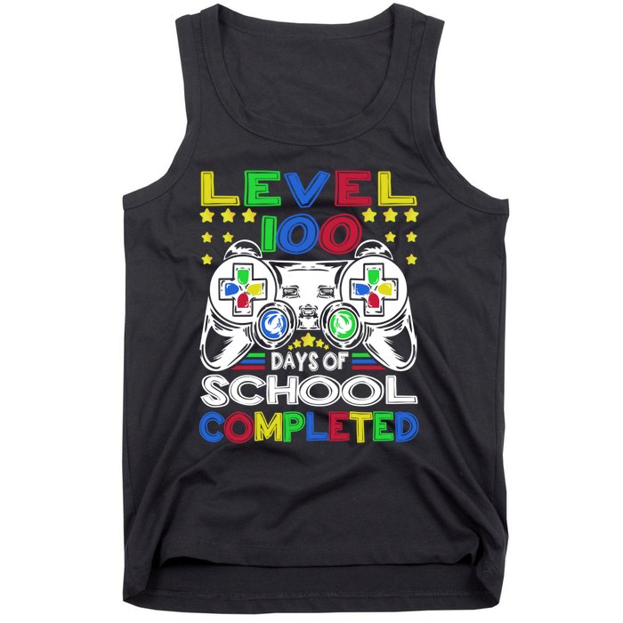 Level 100 Days Of School Completed 100th Day Gamer Boys Kids Tank Top