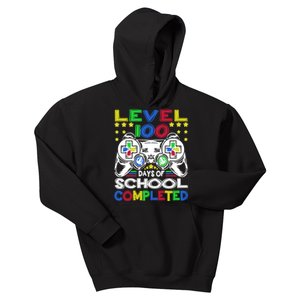 Level 100 Days Of School Completed 100th Day Gamer Boys Kids Kids Hoodie