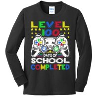 Level 100 Days Of School Completed 100th Day Gamer Boys Kids Kids Long Sleeve Shirt