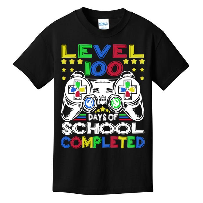 Level 100 Days Of School Completed 100th Day Gamer Boys Kids Kids T-Shirt