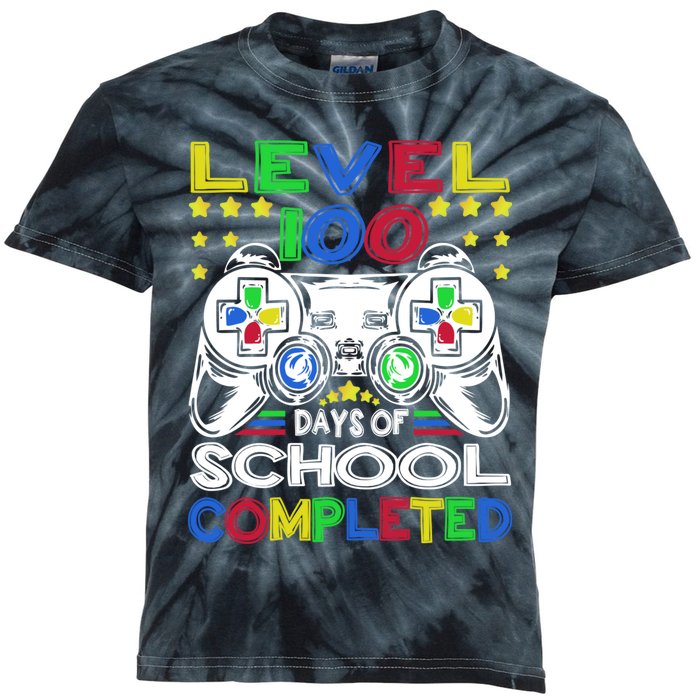 Level 100 Days Of School Completed 100th Day Gamer Boys Kids Kids Tie-Dye T-Shirt