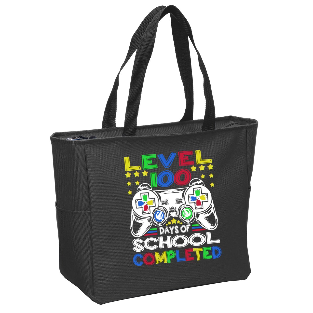 Level 100 Days Of School Completed 100th Day Gamer Boys Kids Zip Tote Bag