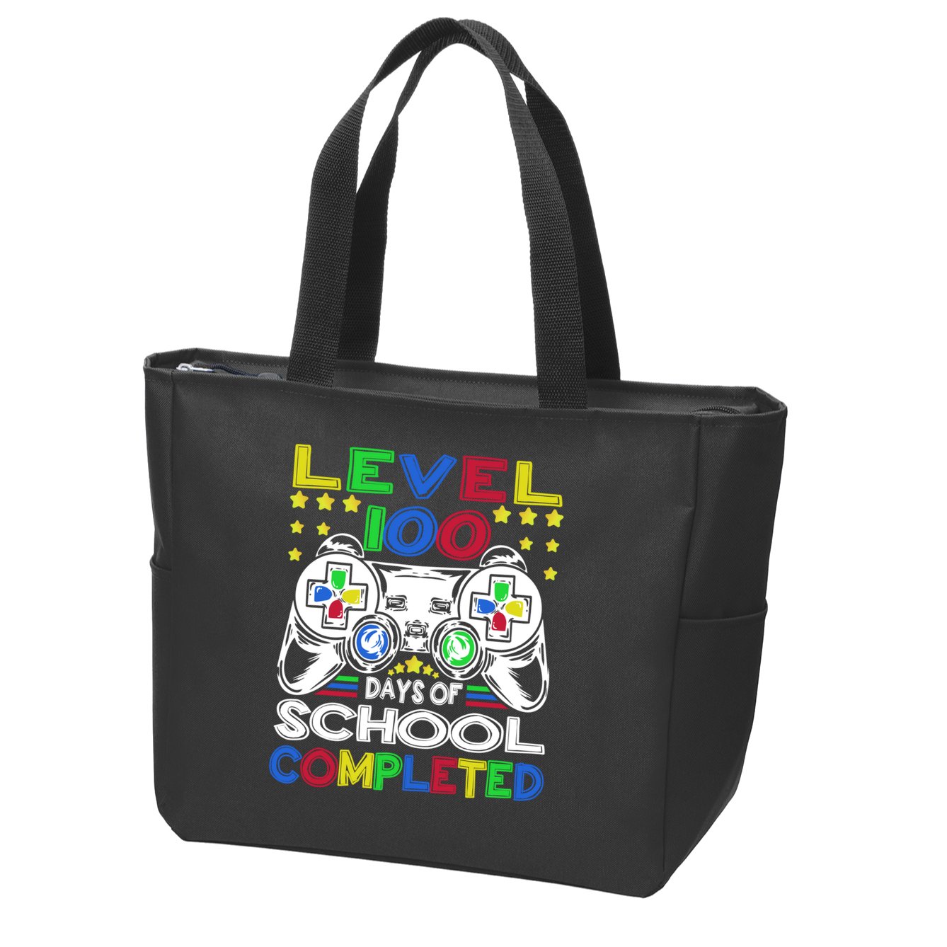 Level 100 Days Of School Completed 100th Day Gamer Boys Kids Zip Tote Bag