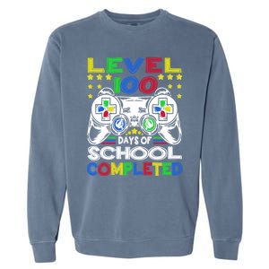 Level 100 Days Of School Completed 100th Day Gamer Boys Kids Garment-Dyed Sweatshirt