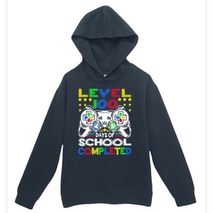 Level 100 Days Of School Completed 100th Day Gamer Boys Kids Urban Pullover Hoodie