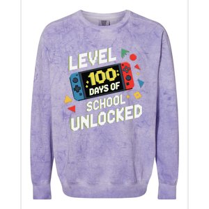 Level 100 Days Of School Unlocked Gamer Video Games Colorblast Crewneck Sweatshirt