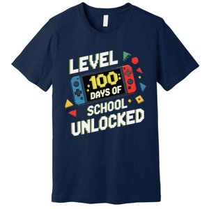 Level 100 Days Of School Unlocked Gamer Video Games Premium T-Shirt