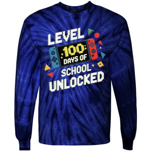 Level 100 Days Of School Unlocked Gamer Video Games Tie-Dye Long Sleeve Shirt