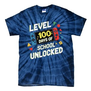 Level 100 Days Of School Unlocked Gamer Video Games Tie-Dye T-Shirt