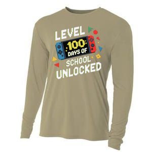 Level 100 Days Of School Unlocked Gamer Video Games Cooling Performance Long Sleeve Crew