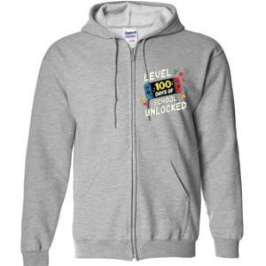 Level 100 Days Of School Unlocked Gamer Video Games Full Zip Hoodie