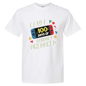 Level 100 Days Of School Unlocked Gamer Video Games Garment-Dyed Heavyweight T-Shirt