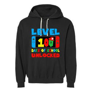 Level 100 Days Of School Unlocked Video Games Gamer Garment-Dyed Fleece Hoodie