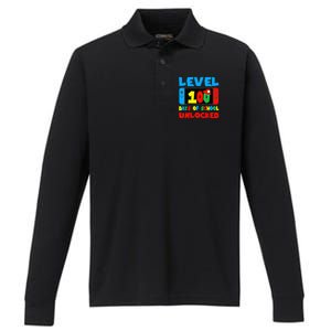 Level 100 Days Of School Unlocked Video Games Gamer Performance Long Sleeve Polo