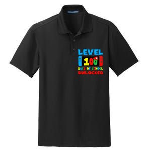 Level 100 Days Of School Unlocked Video Games Gamer Dry Zone Grid Polo