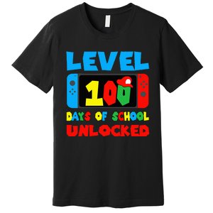 Level 100 Days Of School Unlocked Video Games Gamer Premium T-Shirt