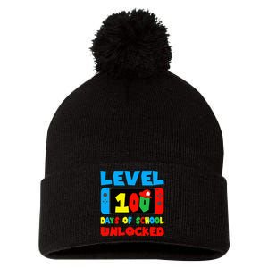 Level 100 Days Of School Unlocked Video Games Gamer Pom Pom 12in Knit Beanie