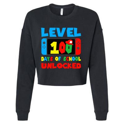 Level 100 Days Of School Unlocked Video Games Gamer Cropped Pullover Crew