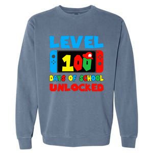 Level 100 Days Of School Unlocked Video Games Gamer Garment-Dyed Sweatshirt