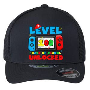 Level 100 Days Of School Unlocked Video Games Gamer Flexfit Unipanel Trucker Cap