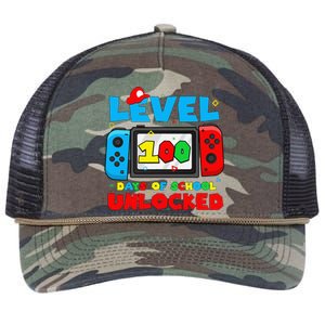 Level 100 Days Of School Unlocked Video Games Gamer Retro Rope Trucker Hat Cap