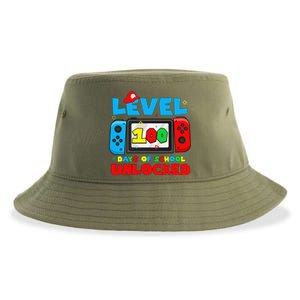 Level 100 Days Of School Unlocked Video Games Gamer Sustainable Bucket Hat