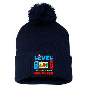 Level 100 Days Of School Unlocked Video Games Gamer Pom Pom 12in Knit Beanie