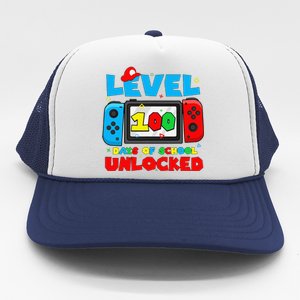 Level 100 Days Of School Unlocked Video Games Gamer Trucker Hat