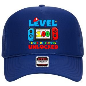 Level 100 Days Of School Unlocked Video Games Gamer High Crown Mesh Back Trucker Hat