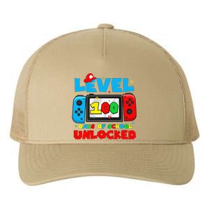 Level 100 Days Of School Unlocked Video Games Gamer Yupoong Adult 5-Panel Trucker Hat