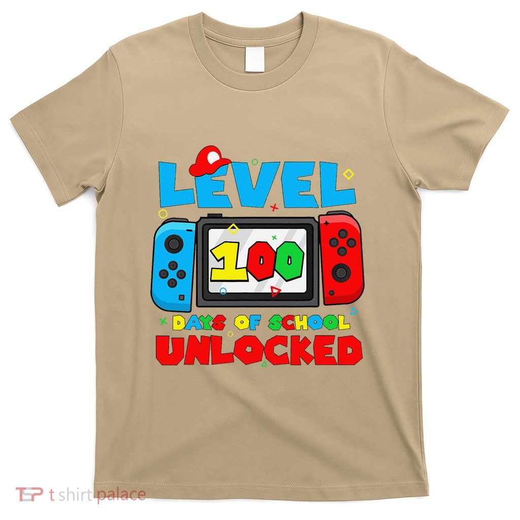 Level 100 Days Of School Unlocked Video Games Gamer T-Shirt