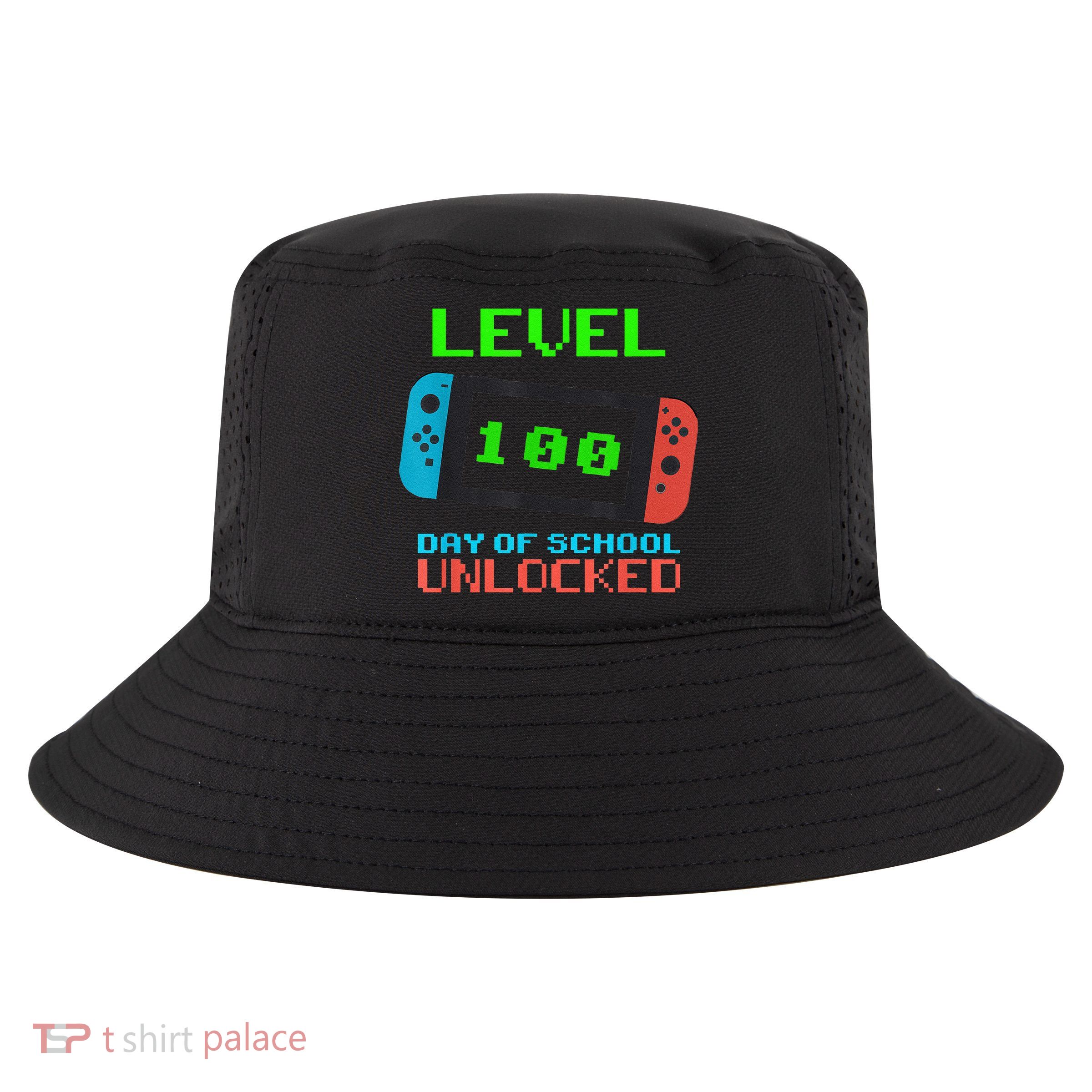 Level 100 Days Of School Unlocked Gamer Video Games Cool Comfort Performance Bucket Hat