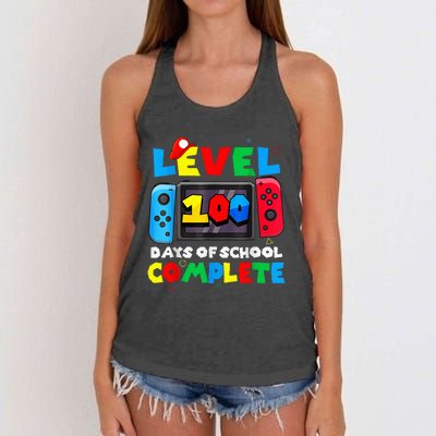 Level 100 Days Of School Complete Gamer Video Games Women's Knotted Racerback Tank