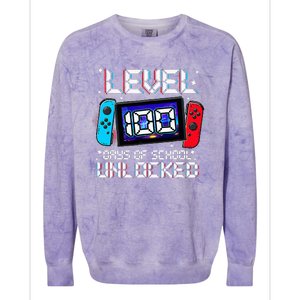 Level 100 Days Of School Unlocked Gamer Video Games Colorblast Crewneck Sweatshirt