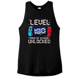 Level 100 Days Of School Unlocked Gamer Video Games Ladies PosiCharge Tri-Blend Wicking Tank