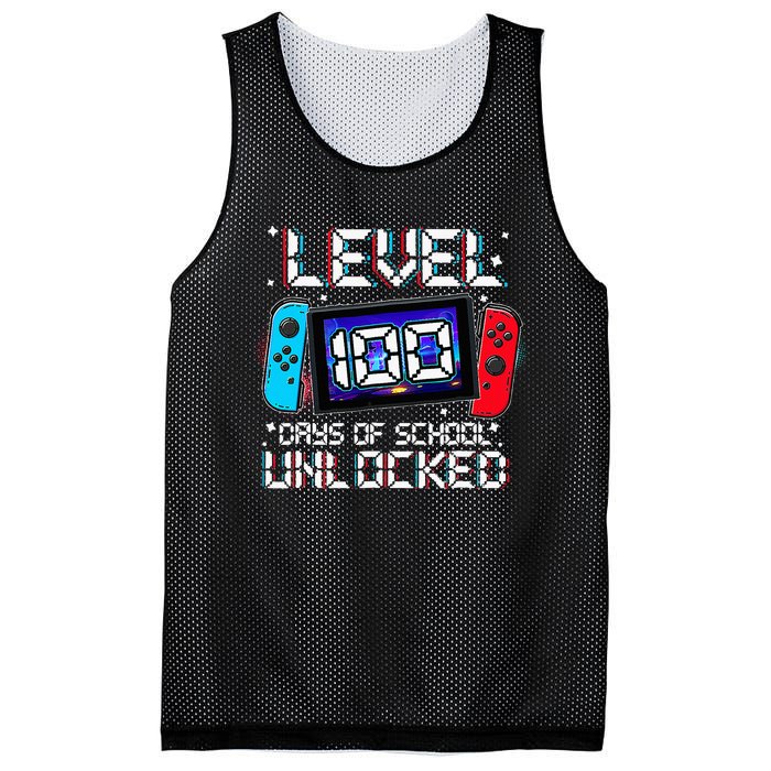 Level 100 Days Of School Unlocked Gamer Video Games Mesh Reversible Basketball Jersey Tank