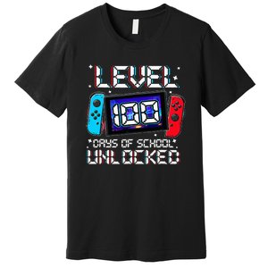 Level 100 Days Of School Unlocked Gamer Video Games Premium T-Shirt