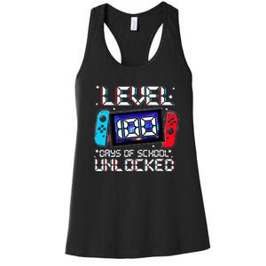 Level 100 Days Of School Unlocked Gamer Video Games Women's Racerback Tank