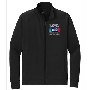 Level 100 Days Of School Unlocked Gamer Video Games Stretch Full-Zip Cadet Jacket