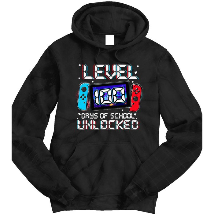 Level 100 Days Of School Unlocked Gamer Video Games Tie Dye Hoodie