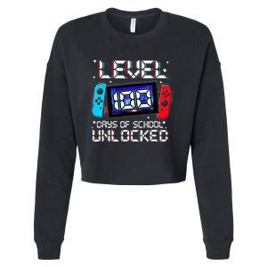 Level 100 Days Of School Unlocked Gamer Video Games Cropped Pullover Crew