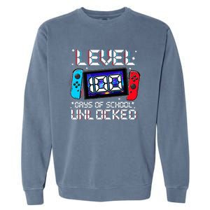 Level 100 Days Of School Unlocked Gamer Video Games Garment-Dyed Sweatshirt