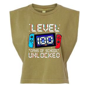 Level 100 Days Of School Unlocked Gamer Video Games Garment-Dyed Women's Muscle Tee