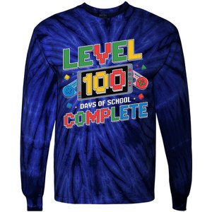 Level 100 Days Of School Complete Happy 100th Day Of School Tie-Dye Long Sleeve Shirt