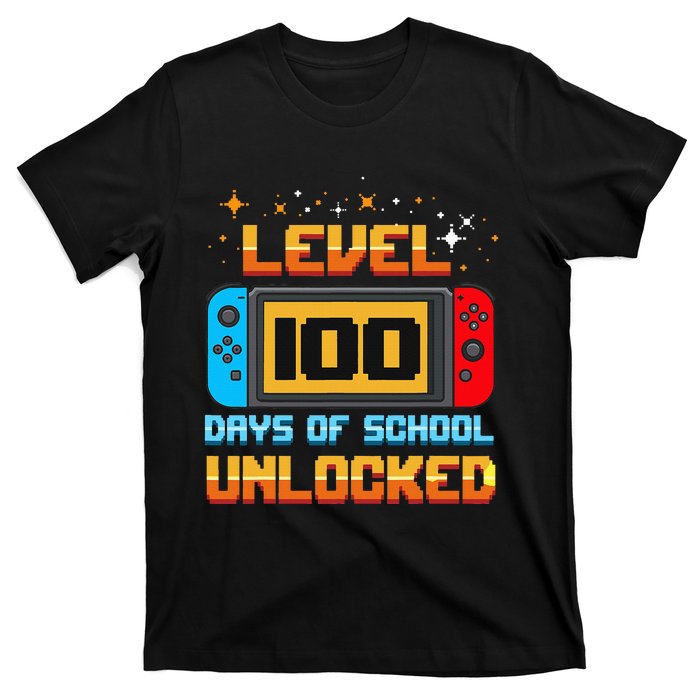 Level 100 Days Of School Unlocked Gamer Funny 100th Day T-Shirt