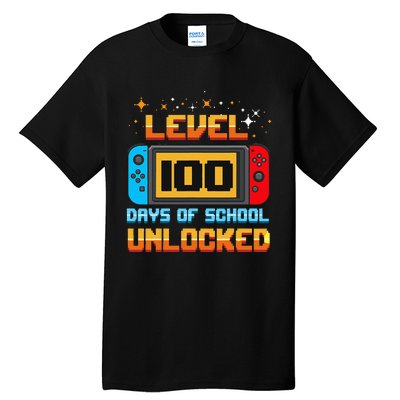 Level 100 Days Of School Unlocked Gamer Funny 100th Day Tall T-Shirt